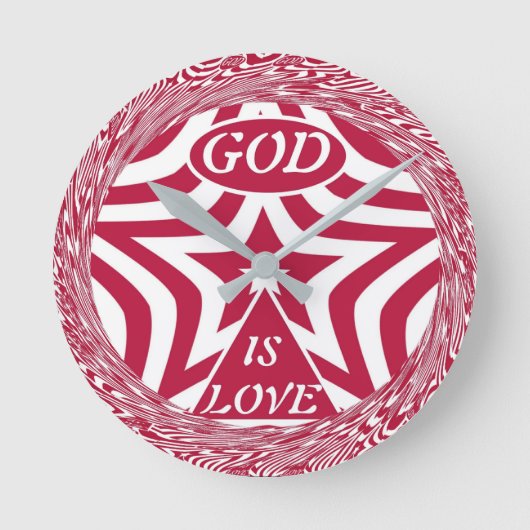 Dynamic God Is Love Star Red Swirl Wall Clock Ronde Klok (Voorkant)