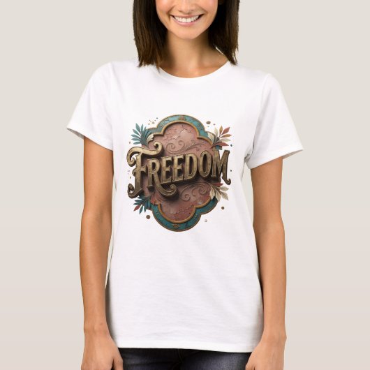 Dynamic Gold FREEDOM Print T-shirt (Voorkant)