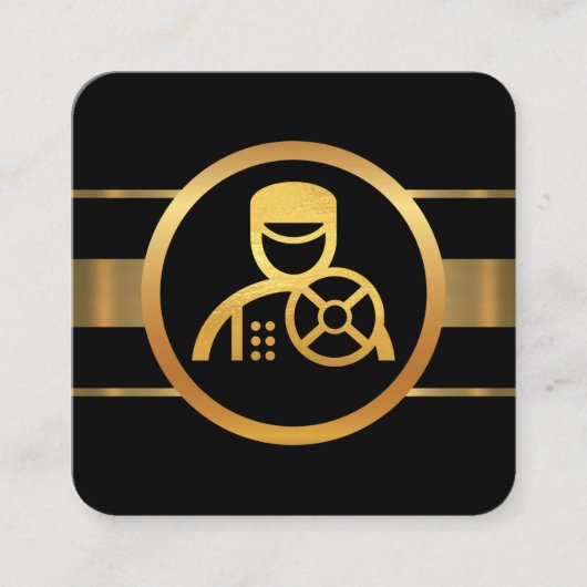 Dynamic Gold Lines Chauffeur-stuurprogramma Vierkante Visitekaartje (Voorkant)
