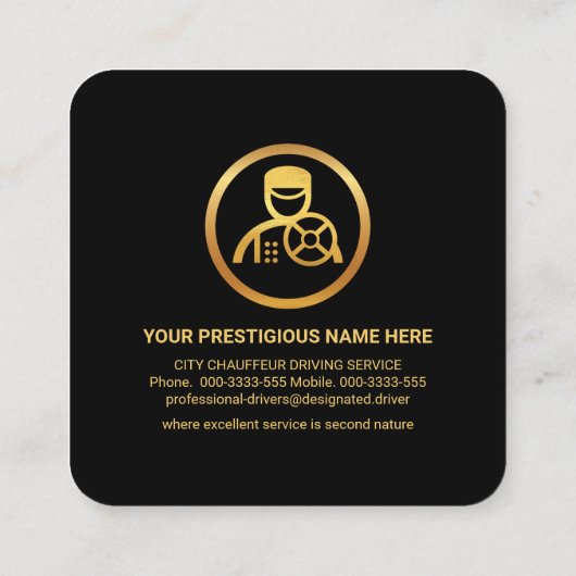 Dynamic Gold Lines Chauffeur-stuurprogramma Vierkante Visitekaartje (Achterkant)