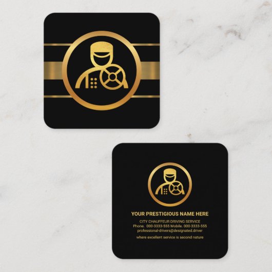 Dynamic Gold Lines Chauffeur-stuurprogramma Vierkante Visitekaartje (Voorkant / Achterkant)