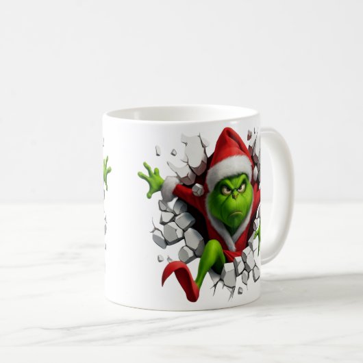 Dynamic Grinch With Festive Design Breaking wall Koffiemok (Voorkant rechts)