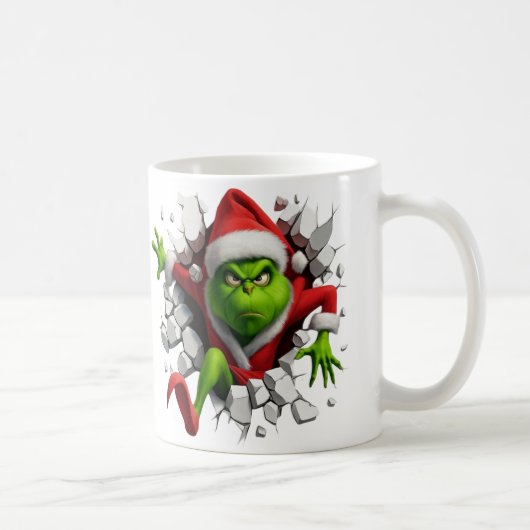 Dynamic Grinch With Festive Design Breaking wall Koffiemok (Rechts)