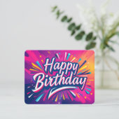 Dynamic Happy Birthday Kaart Kleurrijk Abstract (Staand voorkant)