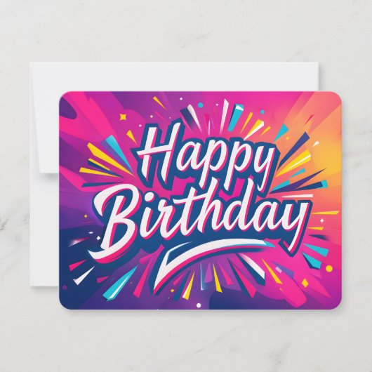 Dynamic Happy Birthday Kaart Kleurrijk Abstract (Voorkant)