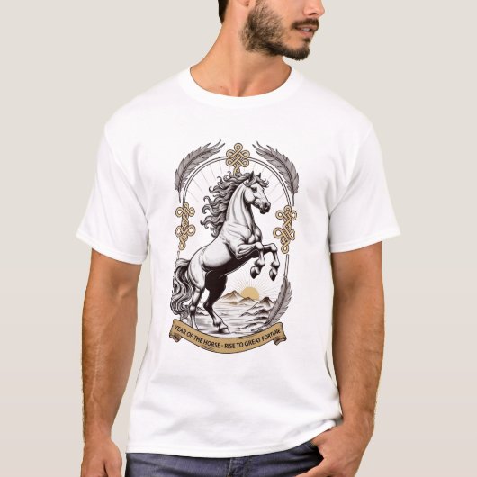 Dynamic Horse Emblem, Chinese New Year Gift T-shirt (Voorkant)