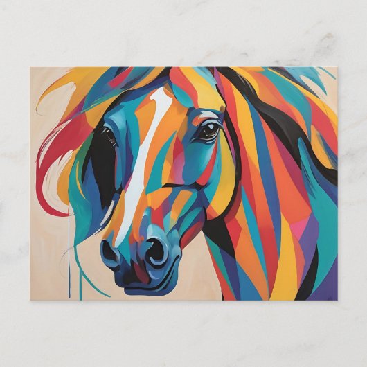 Dynamic Horse Portrait Abstract Briefkaart (Voorkant)