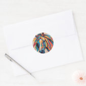 Dynamic Horse Portrait Abstract Ronde Sticker (Envelop)