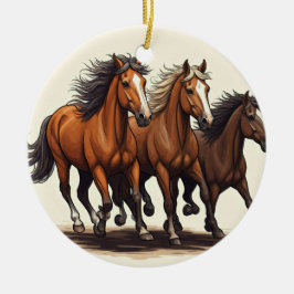 Dynamic Horse Racing Ceramic Ornament