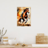 Dynamic Horseback Riding Wall Poster" Poster (Keuken)