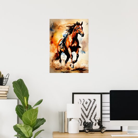 Dynamic Horseback Riding Wall Poster" Poster (Thuiskantoor)
