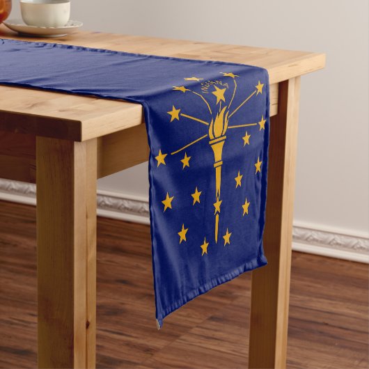 Dynamic Indiana State Flag Graphic op een Korte Tafelloper (Voorbeeld)