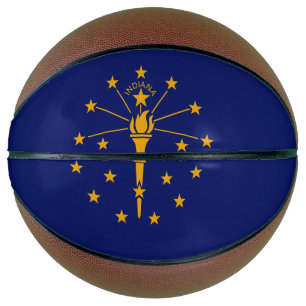 Dynamic Indiana State Flag Graphic op een Mini Basketbal