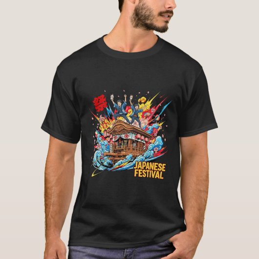 Dynamic Japanese Festival Cart Ride - Pop Anime T-shirt (Voorkant)