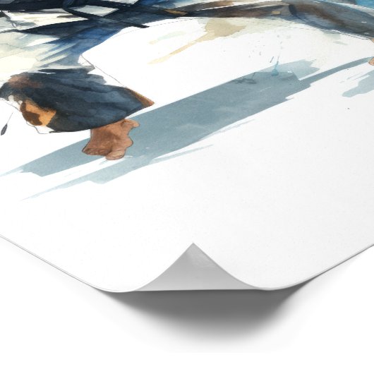 Dynamic Judo Fighters - Schattige Waterverf Compet Poster (Hoek)