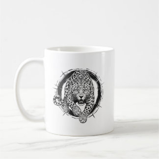 Dynamic Leopard / Jaguar Attack Coffee Mug - Bold  Koffiemok