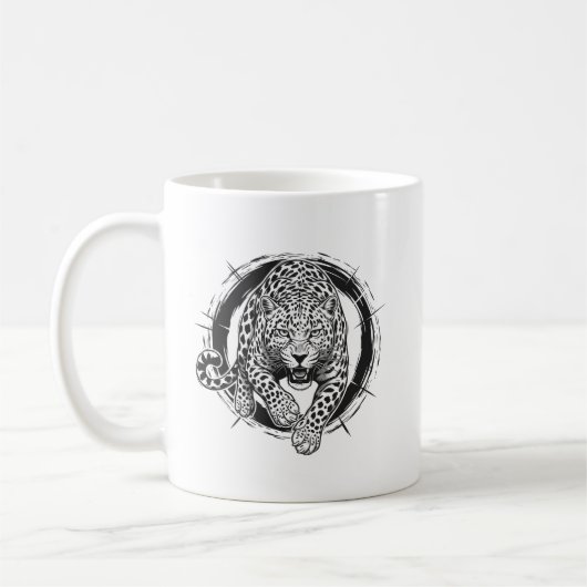 Dynamic Leopard / Jaguar Attack Coffee Mug - Bold  Koffiemok (Links)