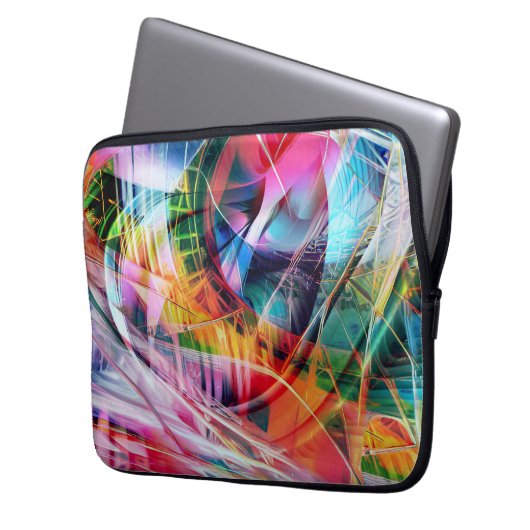 Dynamic Lines Abstraction Laptop Sleeve (Voorkant Links)