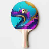 Dynamic Liquid Abstract, Naam & Monogram, vs 2 Tafeltennisbatje (Achterkant)