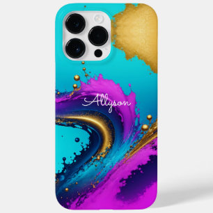 Dynamic Liquid Abstract, witte scriptnaam Case-Mate iPhone 14 Pro Max Hoesje