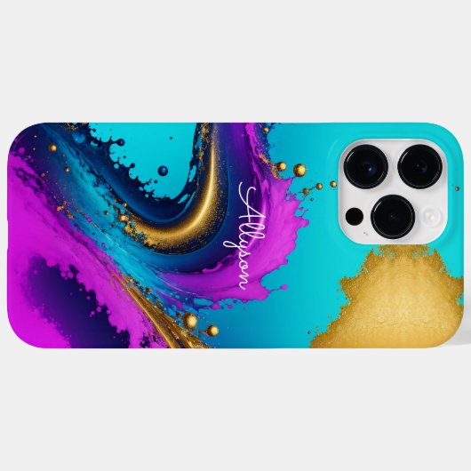 Dynamic Liquid Abstract, witte scriptnaam Case-Mate iPhone Case (Achterkant (horizontaal))