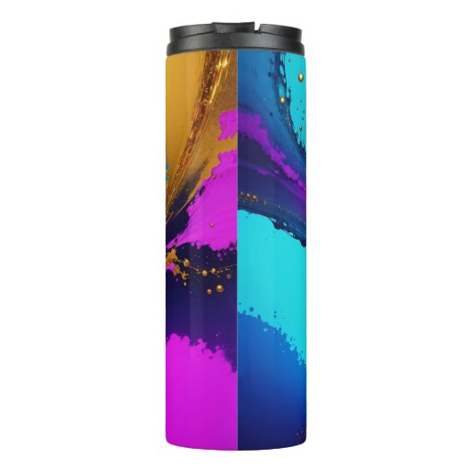 Dynamic Liquid Abstract, witte scriptnaam Thermosbeker (Achterkant)