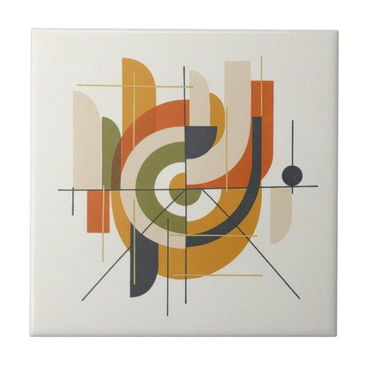 Dynamic Mid-Century Modern Abstract #2 ID1224 Tegeltje (Voorkant)