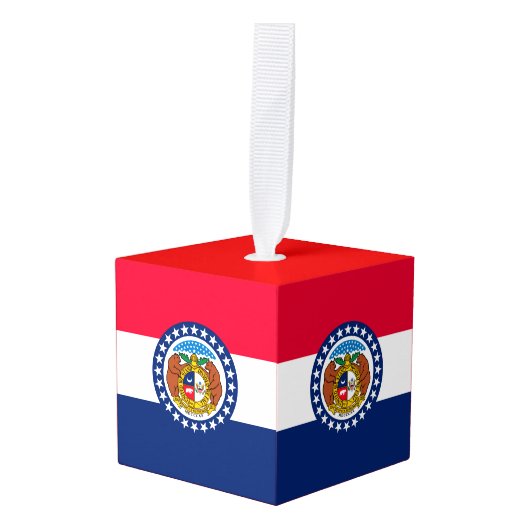Dynamic Missouri State Flag Graphic op een Kubus Ornament (Voorkant hoekig)