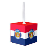 Dynamic Missouri State Flag Graphic op een Kubus Ornament (Achter hoekig)