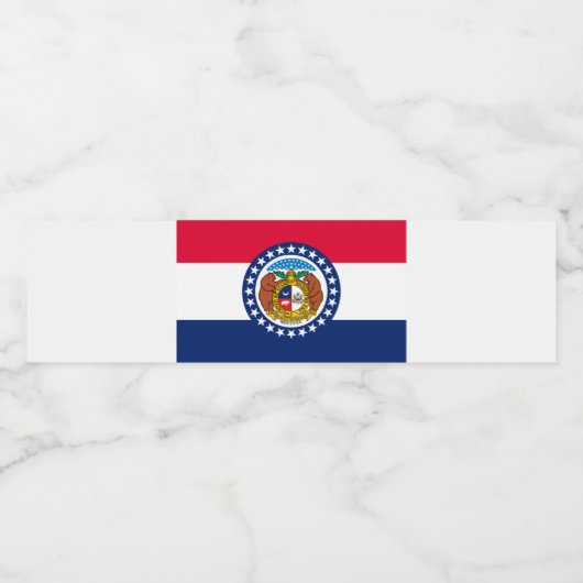 Dynamic Missouri State Flag Graphic op een Waterfles Etiket (Enkel label)