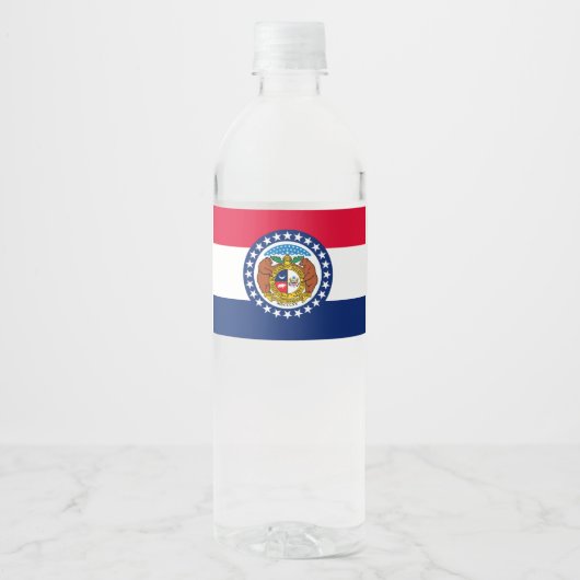 Dynamic Missouri State Flag Graphic op een Waterfles Etiket (Voorkant)