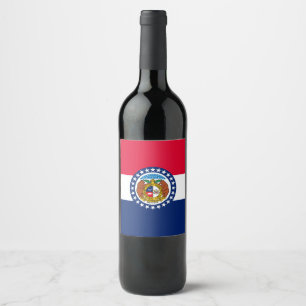 Dynamic Missouri State Flag Graphic op een Wijn Etiket