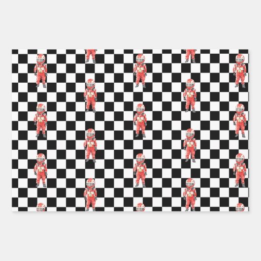 Dynamic Motorsport Checkered Flag Birthday Inpakpapier Vel (Voorkant 3)