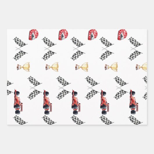 Dynamic Motorsport Checkered Flag Birthday Inpakpapier Vel (Voorkant)