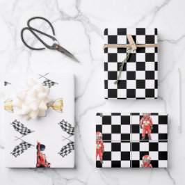 Dynamic Motorsport Checkered Flag Birthday Inpakpapier Vel