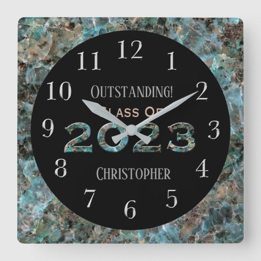 Dynamic Natural Stone Custom 2023 Afstuderen Vierkante Klok (Voorkant)