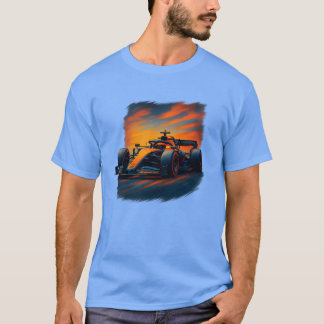 Dynamic Orange and Blue Painted Formula Race Car r T-shirt