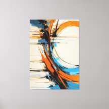 Dynamic Orange Blue Abstract Expressionism Curves