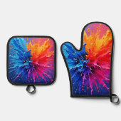 Dynamic Paint Splash Abstract Ovenwant & Pannenlap Set (Voorkant)