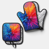 Dynamic Paint Splash Abstract Ovenwant & Pannenlap Set (Voorkant / Achterkant)
