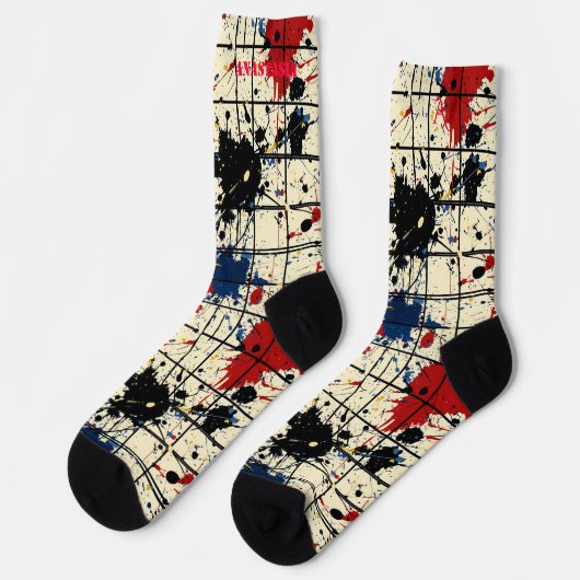 Dynamic Paint Splatter Sokken met Modern Abstract (Links)