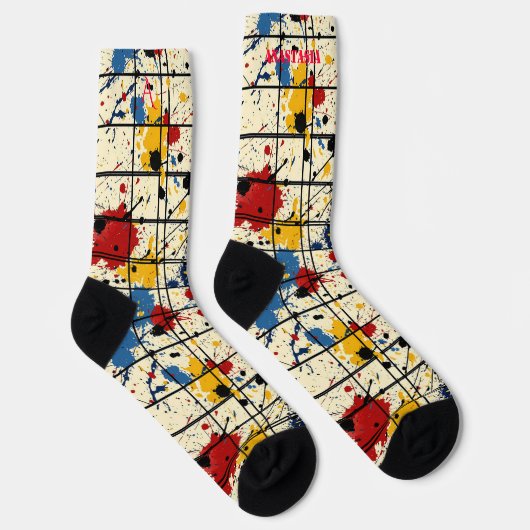 Dynamic Paint Splatter Sokken met Modern Abstract (Rechts)