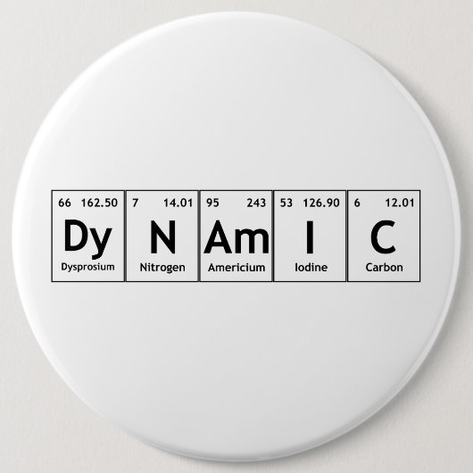 DyNAmIC Periodic Table Element Word Chemistry Atom Ronde Button 6,0 Cm (Voorkant)