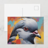 Dynamic Pigeon Abstract Expressionist Bird Briefkaart (Voorkant / Achterkant)