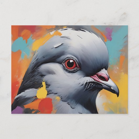 Dynamic Pigeon Abstract Expressionist Bird Briefkaart (Voorkant)