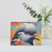 Dynamic Pigeon Abstract Expressionist Bird Briefkaart (Staand voorkant)