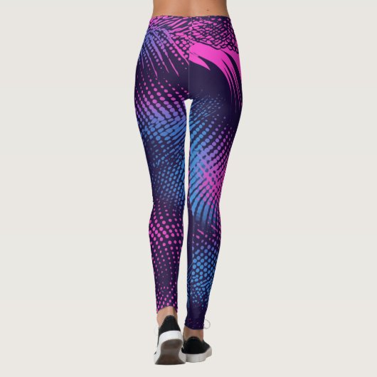💖 Dynamic Pink & Purple Dotted Abstract Pattern Leggings (Achterkant)