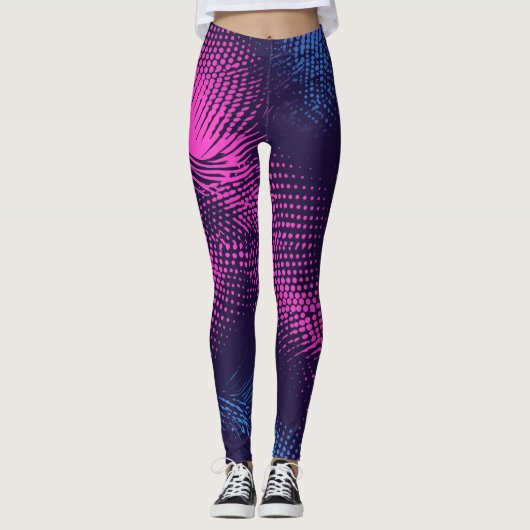 💖 Dynamic Pink & Purple Dotted Abstract Pattern Leggings (Voorkant)