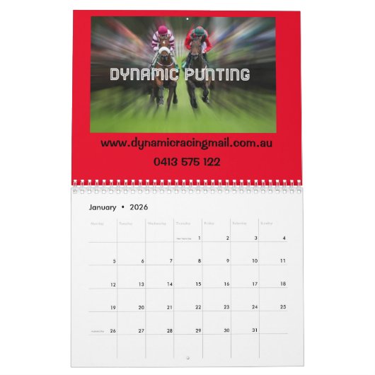 Dynamic Racing Mail Calendar Kalender (Jan 2026)