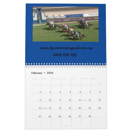 Dynamic Racing Mail Calendar Kalender (Feb 2026)